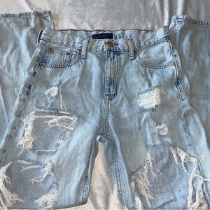 Aeropostale Light Blue Distressed Wide-Leg Jeans 90s baggy